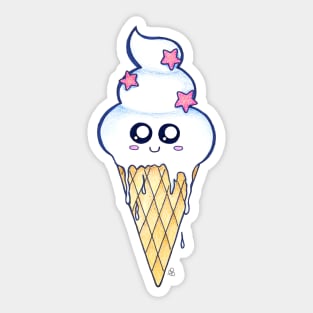 Melting - A Happy Cute Ice Cream Cone Sticker